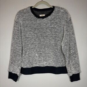 Marine Layer Birdseye Knit Crewneck Sweater Black White Fall 2021 Large 13588